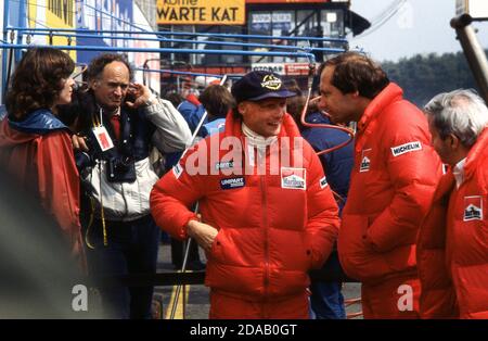 Niki Lauda beim Grand Prix von Belgien in Zolder 1982 Stockfoto