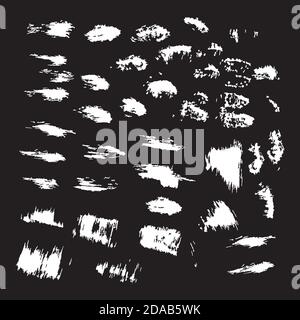 Grunge Formen, Set, weiß isoliert auf schwarz Stock Vektor