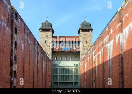 Altes Schachtschloss, Teil f. Henrichenburg-Schiffshebewerk, Industriedenkmal am Dortmund-Ems-Kanal, Nordrhein-Westfalen, Deutschland Stockfoto