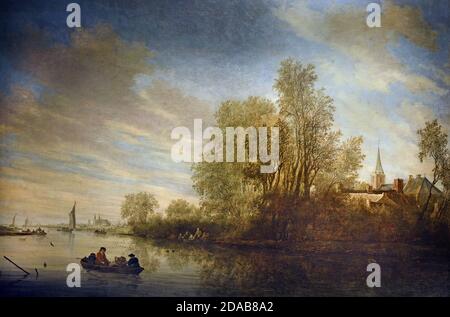 Flusslandschaft bei Deventer 1645 Salomon van Ruysdael 1600 - 1670 Niederlande, Niederländisch. Stockfoto