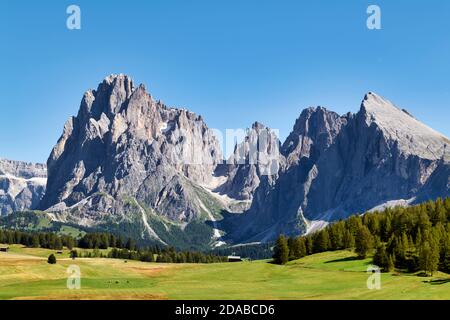 Seiser Alm - Seiser Alm - Gröden Süd Tirol Italien Panoramablick auf den Langkofel Stockfoto