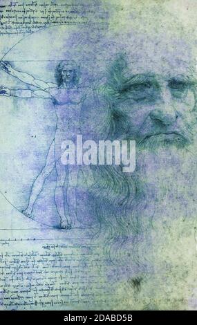 Leonardo da Vinci und Vitruvian Mann Composite Stockfoto