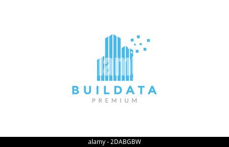 Datentechnologie verbinden Wolkenkratzer Logo Vektor Symbol Illustration Design Stock Vektor