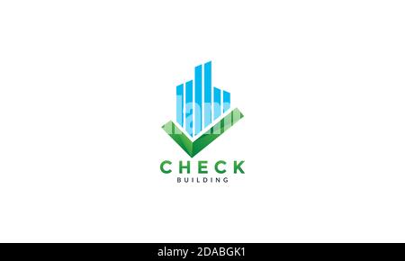 Gebäude mit Checkliste Marke abstrakte Logo Vektor Symbol Illustration Design Stock Vektor