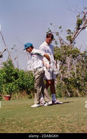 Der australische Tennistrainer Bob Brett mit dem kroatischen Tennisspieler Goran Ivanisevic, 1993 Stockfoto