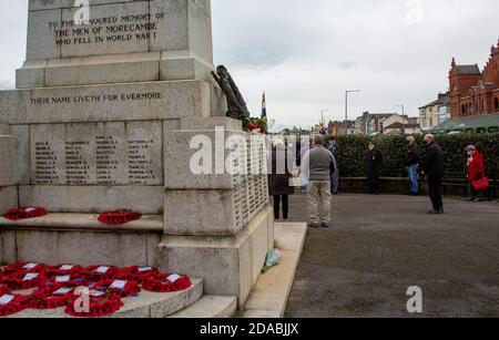 Morecambe Lancashire, Großbritannien. November 2020. 11:00 Morecambe Erinnerung Gärten Service wurde gehalten, um Erinnerung Tag Low-Key im Lichte der aktuellen COVID Einschränkungen zu markieren Quelle: PN News/Alamy Live News Stockfoto