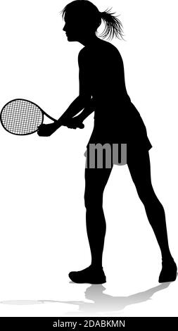 Tennis Silhouette Sport Spieler Frau Stock Vektor