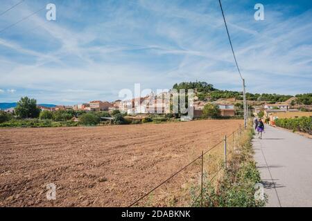 Pilger auf dem Weg nach Navarrete, La Rioja, Spanien, Europa Stockfoto