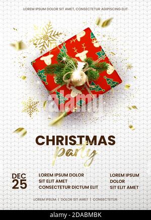 Weißes Weihnachts-Poster oder Flyer-Vorlage Stock Vektor