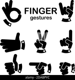 Beliebte Symbole für Fingergesten. Vektor Stock Vektor