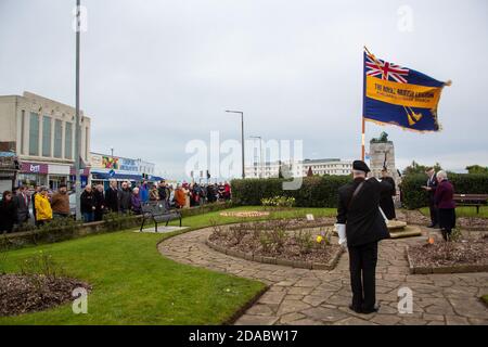 Morecambe Lancashire, Großbritannien. November 2020. 11:00 Morecambe Erinnerung Gärten Service wurde gehalten, um Erinnerung Tag Low-Key im Lichte der aktuellen COVID Einschränkungen zu markieren Quelle: PN News/Alamy Live News Stockfoto