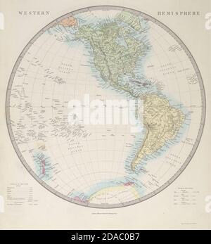 WESTLICHE HEMISPHÄRE Pazifik Amerika 'Supposed Antarctic Continent' SDUK 1857 Karte Stockfoto