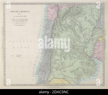 SÜDAMERIKA La Plata & Chile Argentinien Uruguay Bolivien w/Litoral SDUK 1857-Karte Stockfoto