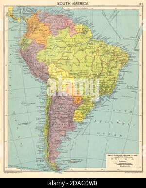 Südamerika. Zweiter Weltkrieg 1943 alte Vintage Karte Plan Chart Stockfoto
