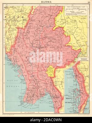 ZWEITER WELTKRIEG. Burma Myanmar 1943 alte Vintage Karte Plan Chart Stockfoto