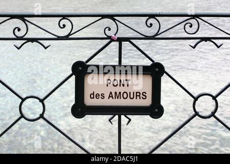 Brücke der Liebe in Annecy, Frankreich Stockfoto