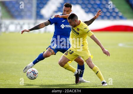 Moi Gomez von Villarreal und Erick Cabaco von Getafe in Action während der spanischen Meisterschaft La Liga Fußballspiel dazwischen Getafe CF und Villarreal P Stockfoto