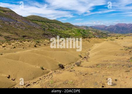 Landwirtschaftliche Landschaft in der Region Maragua, Departemento Sucre, Cordillera Central, Anden, Bolivien, Lateinamerika Stockfoto