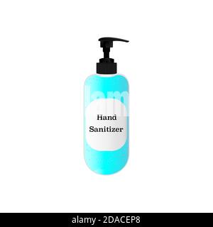 Handdesinfektionsgel, hellgrünes Handgel, zum Reinigen der Hände und zum Schutz vor Keimen, schädlichen Bakterien und Viren wie COVID-19 oder Coronavirus. Stock Vektor