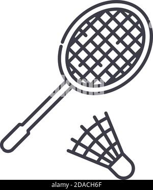 Badminton-Symbol, lineare isolierte Illustration, dünne Linie Vektor, Web-Design-Zeichen, Kontur Konzept Symbol mit editierbaren Strich auf weißem Hintergrund. Stock Vektor