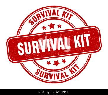 Survival Kit Stempel. Survival Kit Zeichen. Runde Grunge Etikett Stock Vektor