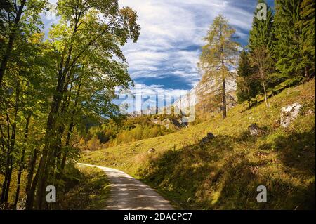 Herbststimmung im Bluntauer Tal Stockfoto