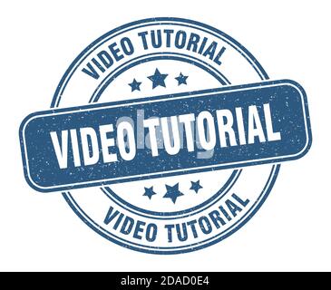 Video Tutorial Stempel. Video Tutorial Zeichen. Runde Grunge Etikett Stock Vektor