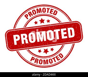 Beförderte Marke. Beförderte Zeichen. Runde Grunge Etikett Stock Vektor
