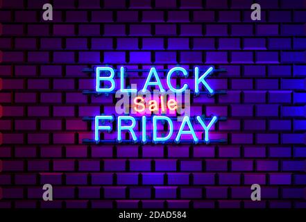 Black Friday Verkauf Schild, Neon Banner Shopping. Vektorgrafik Stock Vektor