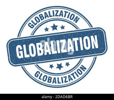 Globalisierungsstempel. Globalisierungszeichen. Rundes Grunge-Etikett Stock Vektor