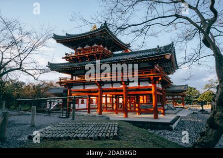 Phoenix Hall Gebäude in Byodoin Tempel, berühmter buddhistischer Tempel in Uji Stadt, Kyoto Japan Stockfoto