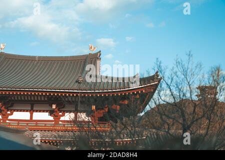 Phoenix Hall Gebäude in Byodoin Tempel, berühmter buddhistischer Tempel in Uji Stadt, Kyoto Japan Stockfoto