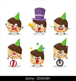 Cartoon-Charakter von Schokolade Schleim Cookies mit verschiedenen Zirkus-Shows Stock Vektor