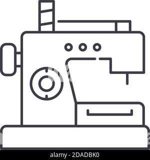 Nähmaschine speichern Symbol, lineare isolierte Illustration, dünne Linie Vektor, Web-Design-Zeichen, Kontur Konzept Symbol mit editierbaren Strich auf weiß Stock Vektor