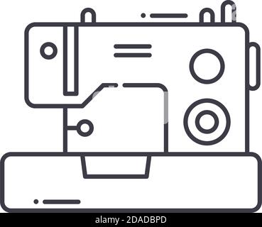 Nähmaschine Bild Symbol, lineare isolierte Illustration, dünne Linie Vektor, Web-Design-Zeichen, Kontur Konzept Symbol mit editierbaren Strich auf weiß Stock Vektor