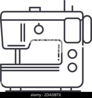 Nähmaschine Symbol, lineare isolierte Illustration, dünne Linie Vektor, Web-Design-Zeichen, Kontur Konzept Symbol mit editierbaren Strich auf weißem Hintergrund. Stock Vektor