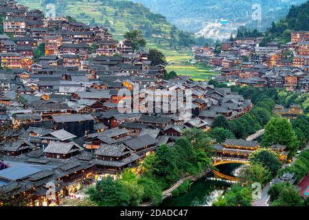 China Guizhou Xijiang Miao Dorf Stockfoto