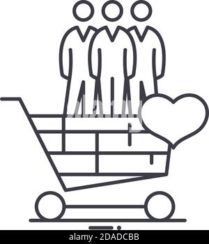 Service Mind Symbol, lineare isolierte Illustration, dünne Linie Vektor, Web-Design-Zeichen, Umriss Konzept Symbol mit editierbarer Kontur auf weißem Hintergrund. Stock Vektor