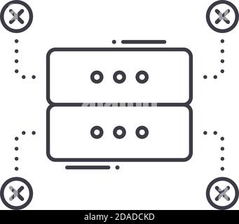 Server nicht verfügbar Symbol, lineare isolierte Illustration, dünne Linie Vektor, Web-Design-Zeichen, Umriss Konzept Symbol mit editierbaren Kontur auf weiß Stock Vektor