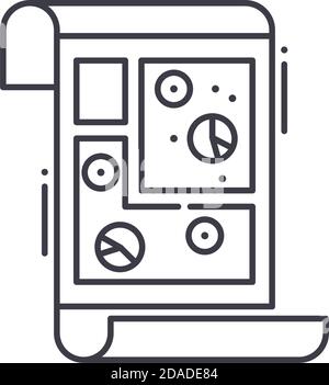 Karten-Symbol, lineare isolierte Illustration, dünne Linie Vektor, Web-Design-Zeichen, Kontur Konzept Symbol mit editierbaren Kontur auf weißem Hintergrund. Stock Vektor