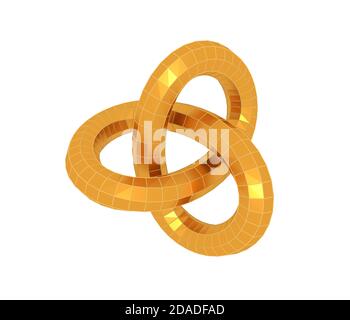 Abstrakte geometrische Form mit Trefoil-Knoten. Stockfoto