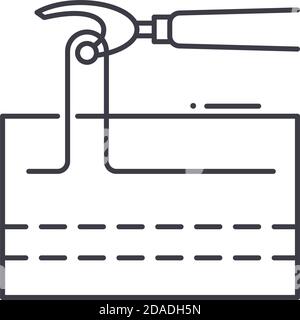 Naht Ripper Symbol, lineare isolierte Illustration, dünne Linie Vektor, Web-Design-Zeichen, Kontur Konzept Symbol mit editierbaren Kontur auf weißem Hintergrund. Stock Vektor