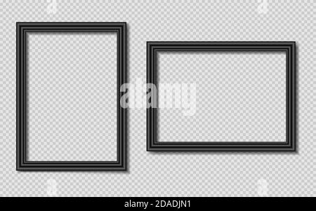 Rahmen für Bilder oder Fotos auf transparentem Hintergrund. EPS 10 Stock Vektor