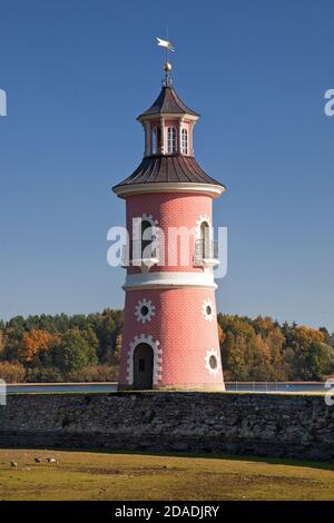 Geographie / Reisen, Deutschland, Sachsen, Dresden, Leuchtturm im Schlossgarten Moritzburg, bei Souther, Additional-Rights-Clearance-Info-not-available Stockfoto