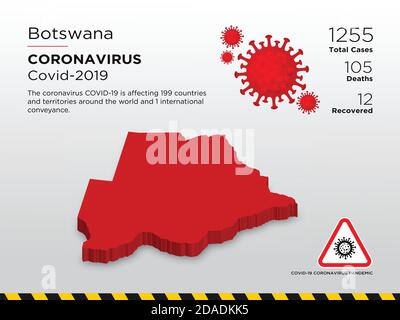 Botswana Betroffenes Land 3D-Karte von Coronavirus-Krankheit Design-Vorlage Stock Vektor