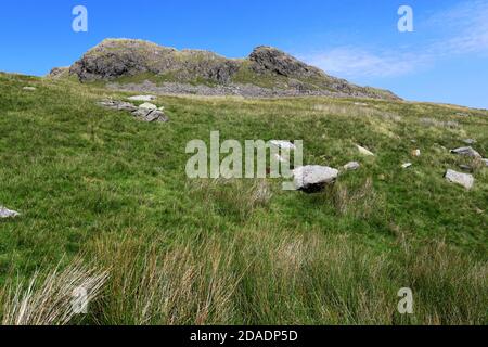 Sommer Blick auf Little Hart Crag Fell, Hartsop Valley, Kirkstone Pass, Lake District National Park, Cumbria, England, UK Little Hart Crag Fell ist ein o Stockfoto