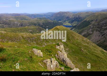 Sommeransicht von Middle Dodd Fell, Hartsop Valley, Kirkstone Pass, Lake District National Park, Cumbria, England, UK Middle Dodd Fell ist einer der 214 Stockfoto