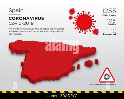 Spanien Spanien Betroffenes Land 3D Karte von Coronavirus Disease Design Vorlage Stock Vektor