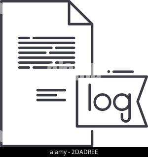 Log-Datei-Symbol, lineare isolierte Illustration, dünne Linie Vektor, Web-Design-Zeichen, Umriss Konzept Symbol mit editierbaren Kontur auf weißem Hintergrund. Stock Vektor