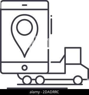 Logistik-Tracking-Symbol, lineare isolierte Illustration, dünne Linie Vektor, Web-Design-Zeichen, Kontur Konzept Symbol mit editierbaren Strich auf weiß Stock Vektor